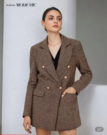 새상품 shein 체크 무늬 자켓 비즈니스 스타일 라펠 긴팔 S 한국