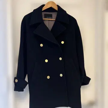 네이비 더블 브레스트 피 코트 38