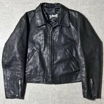 Schott 폴리 라이더 가죽 자켓 L USA 짧은 기장