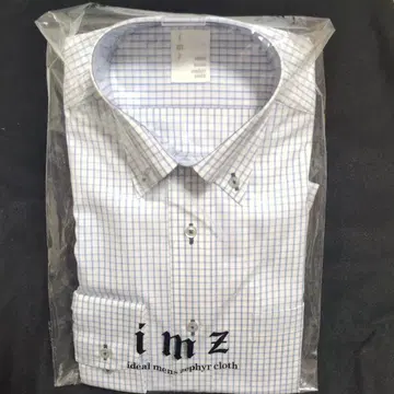 imz 와이셔츠 체크 셔츠 비즈니스 셔츠 블루 37-82