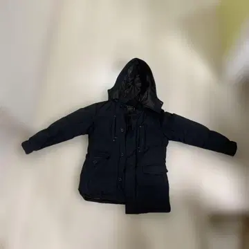 네이비 다운 자켓 후드 부착