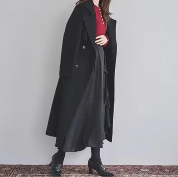 새상품! 완판템! 스윙글 울 스탠드 카라 코트 블랙