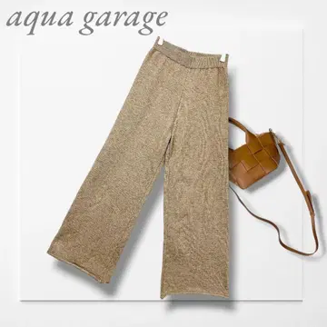 아쿠아걸 니트 와이드 팬츠 (M) 브라운 릴랙스 성숙 캐주얼 루즈핏