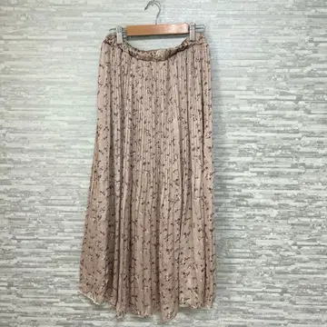 그라시아 꽃무늬 플리츠 스커트 롱 기장 L 사이즈 베이지 계열 핑크