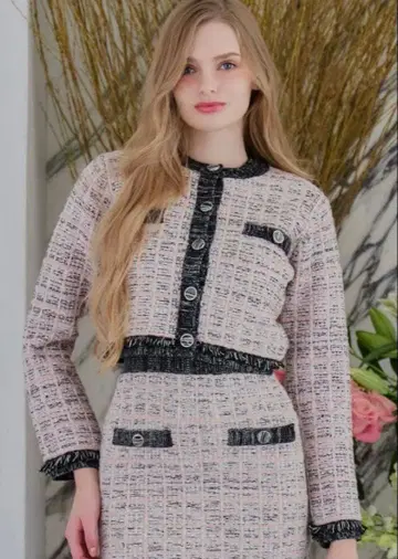 riu Plaid tweed knit jacket 트위드 자켓 R