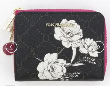 PINKY&DIANNE 꽃무늬 이단 접이식 지갑 블랙/핑크