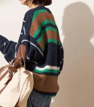 새상품 저널 레사주 니트 보더 보더니트 울 재기