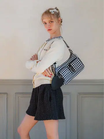 데일리 깅엄체크 숄더백