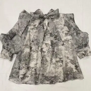 snidel 스나이델 정품 오간자 시스루 블라우스 트와르 드 주이