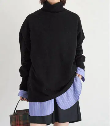 택 포함 새상품 IENA Fine 뉴질랜드 울 하이넥 풀오버 블랙