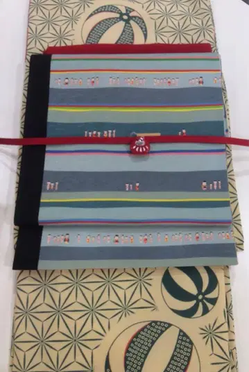 교토발 브랜드 린넨 잎 무늬 풍선 이중 기모노