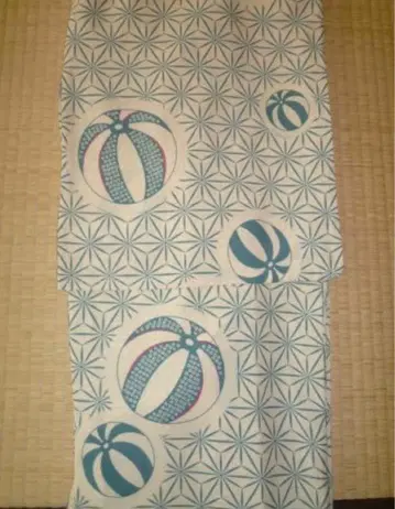 교토발 브랜드 린넨 잎 무늬 풍선 이중 기모노