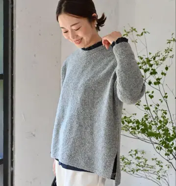 OURHOME 루즈핏 따뜻한 부클 니트 멜란지 그레이