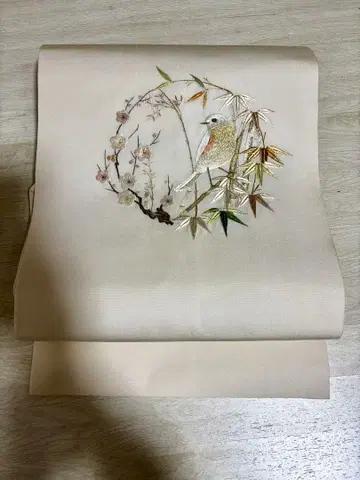 매화 대나무에 꾀꼬리 계곡 자수 나고야 오비 o-77