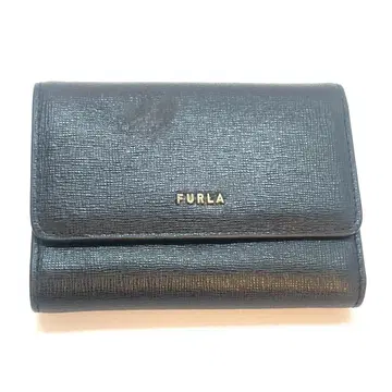 Y512-338 훌라 접이식 지갑 블랙 가죽 컴팩트