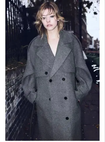 택 포함 zara 더블 브레스트 코트