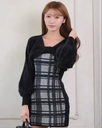 lipservice 리본 페더 앙상블 니트 원피스