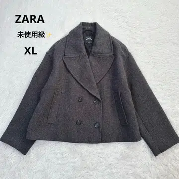 미사용급 ZARA 빅 사이즈 더블 브레스트 숏코트 울 그레이