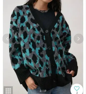 AZUL BY MOUSSY 레오파드 자카드 니트 가디건 아즐