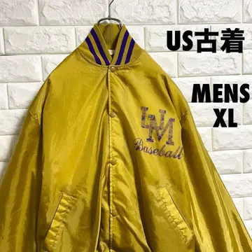 90s US 구제 의류 새틴 자켓 바시티 자켓 남성용 XL 사이즈