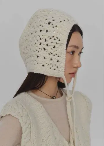Amomento 니트 후드 CROCHET KNIT BONNET
