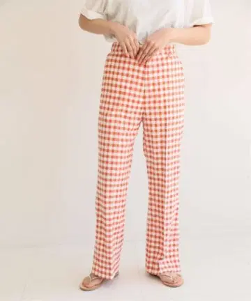 SLOBE IENA SLOBE citron. 체크 패턴 플레어 팬츠