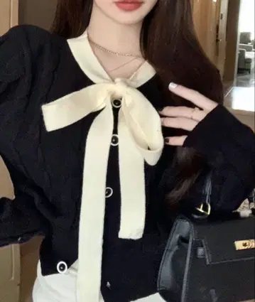 [Nia] 리본 포함 모노톤 가디건