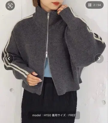 tiptop 소매 라인 하찌 지퍼 블루종 차콜 그레이