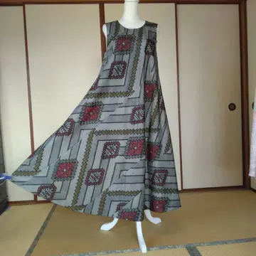 오시마 명주 해체 원단, 바이어스 재단 롱 플레어 원피스 M 사이즈