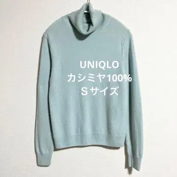 유니클로 캐시미어 100% 터틀넥 스웨터 블루 스카이블루 S