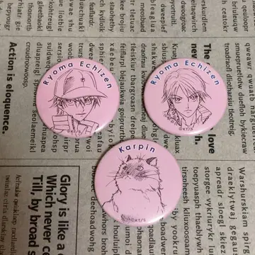 에치젠 료마 카르핀 벚꽃색 캔뱃지 3종 세트