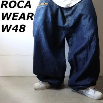 ROCAWEAR 로카웨어 데님 디자인 초와이드 자수 로고 W48
