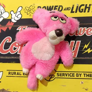 쇼와 레트로 핑크 팬서 봉제 인형 소프트 비닐 Vintage