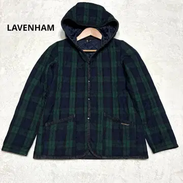 LAVENHAM 퀼팅 자켓 후드 부착 체크 영국제 M