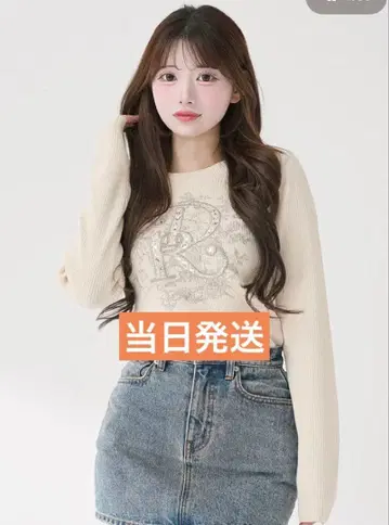 다리치 Darich DR 비쥬 플라워 리브 니트탑 아이보리