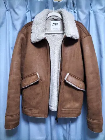 ZARA 플라이트 자켓 무스탕 자켓 카멜 L