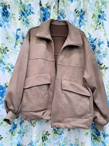 라이트 브라운 스웨이드풍 오버 사이즈 자켓