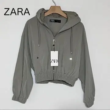 [ 새상품 ] ZARA 러버 피니쉬 후디드 자켓 XS 카키