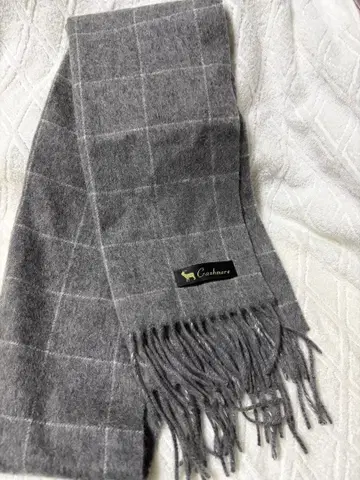 Cashmere 그레이 체크 무늬 머플러