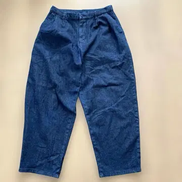 무인양품 데님 와이드 팬츠 다크 블루 그레이 0123