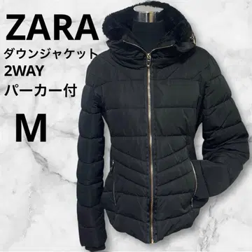 인기! ZARA 자라 다운 자켓 M 골드 집업 보아 후드 부착