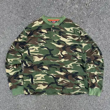 [초인기] 긴팔 써멀 와플 헨리넥 카모플라쥬 올 패턴 구제 의류 00s