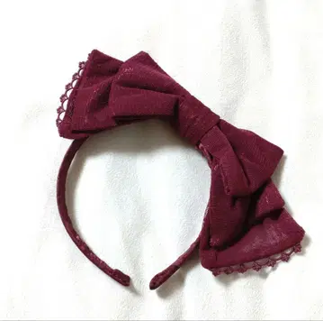 와인 레드 리본 머리띠