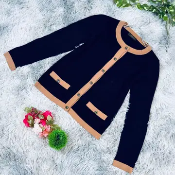 JUSGLITTY 사이즈 2(M) 네이비 베이지 가디건