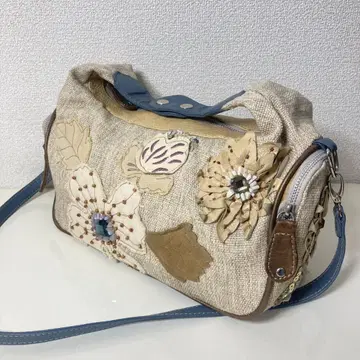 no.nu 노누 핸드백 숄더백 플라워 비즈 가죽