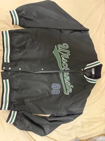 WEGO 위스콘신86 바시티 자켓 블랙