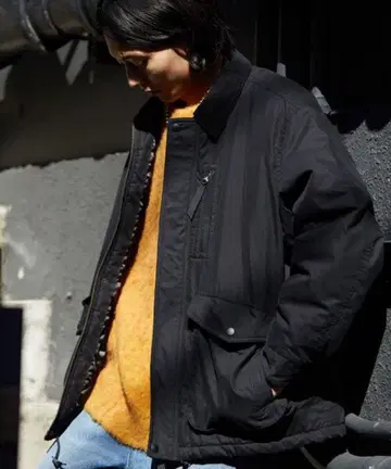 FREAK'S STORE 옷깃 코듀로이 절개 코튼 나일론 블루종