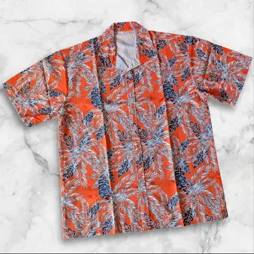 [ 미사용 새상품 ] 알로하 셔츠 XL 오렌지 야자수 패턴