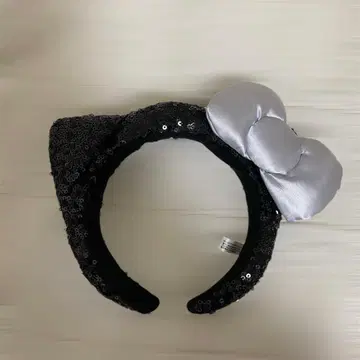 키티 머리띠 블랙 스팽글
