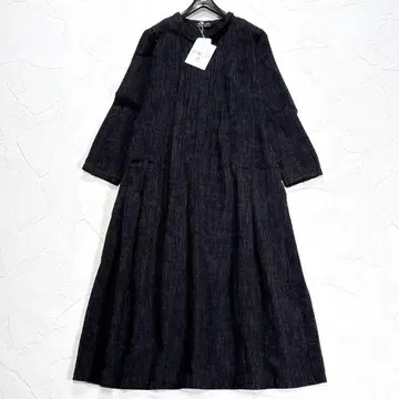 택 포함 기에몽 구루메가스리 요로케지마 롱 원피스 핀턱 미니 옷깃